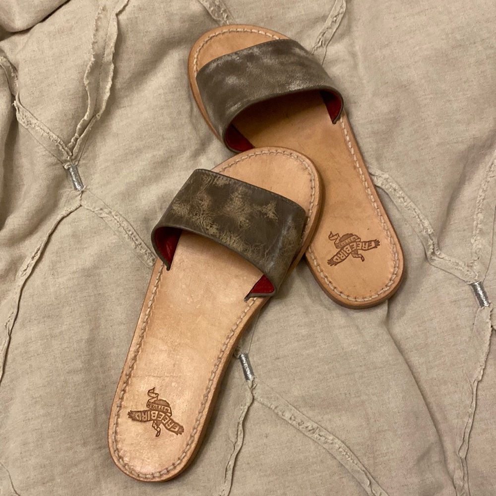 Freebird Slides...Size 8. Grayish Distressed Color - image 1